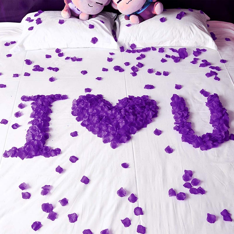 obmwang 2000 PCS Artificial Silk Rose Petals for Wedding Party Favors Decoration and Vase Home Decor Wedding Bridal Decoration. Purple - Image 4